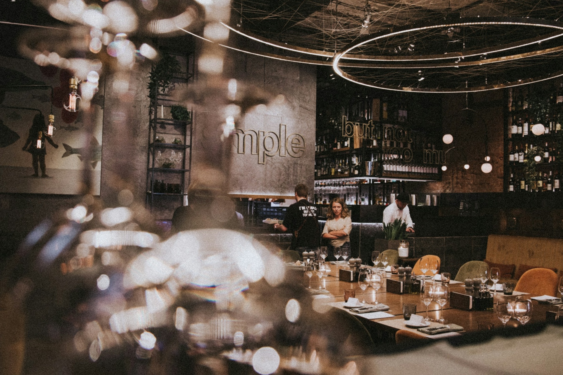 Restaurant interior at night — ambience photography